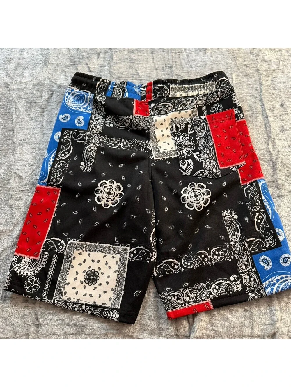 Fresh Prints of Bel-Air Men's Small Multi-Color Bandana Patchwork Shorts
